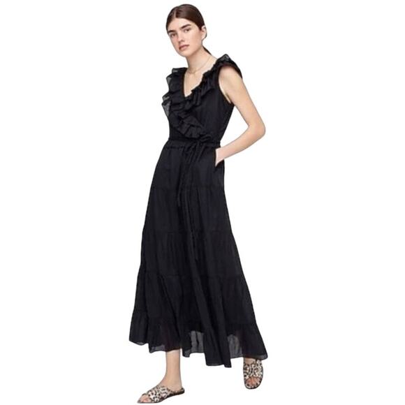 J. Crew Dresses & Skirts - J Crew Ruffle Front Maxi Dress Braided Belt Womens Wrap Size 6 Cottage Core EUC‎